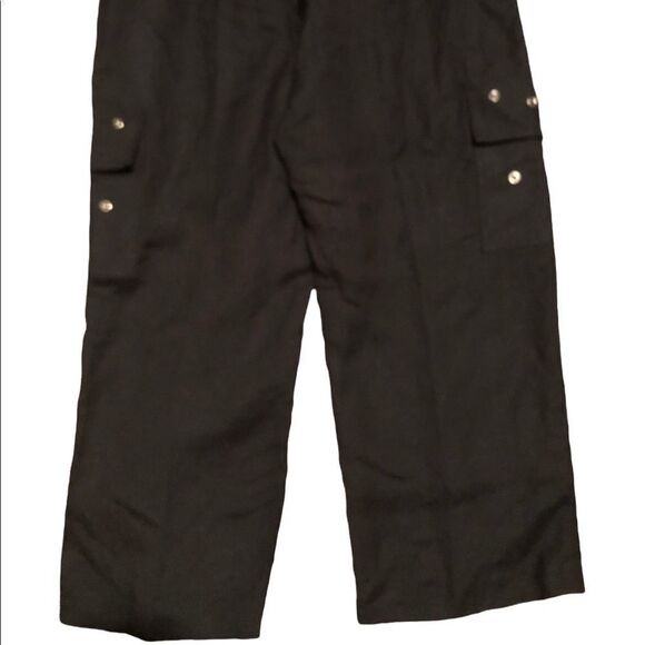 Larry Levine black cropped Linen pants size 10P - Picture 7 of 9